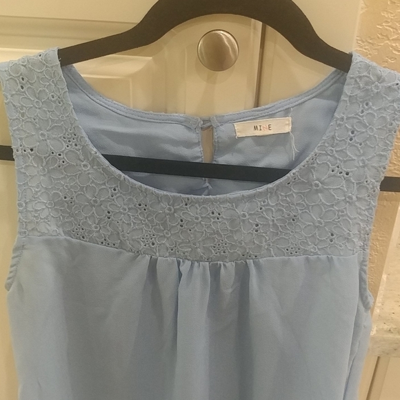 Mine Girls' embroidered Sleeveless Ruffle Top Blue - Picture 7 of 9